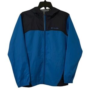 Columbia Boy's Mountain Blue Glennaker Lake II Hooded Rain Jacket Size L (14/16)